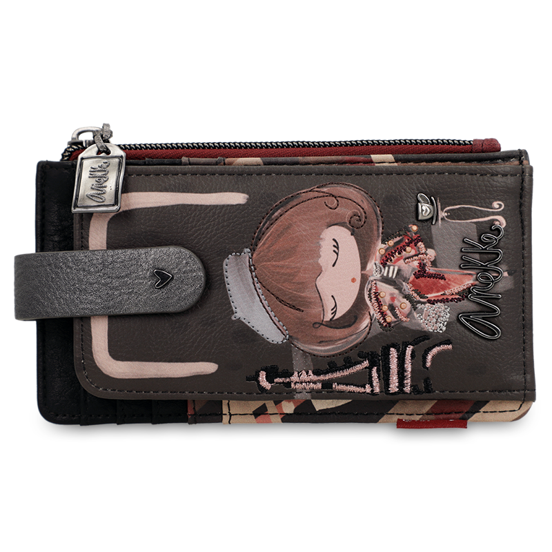 Etui na karty damskie Anekke, bezpieczne zamknięcie miejsce na zdjęcia i bogate zdobienie, brązowy, 41809-013