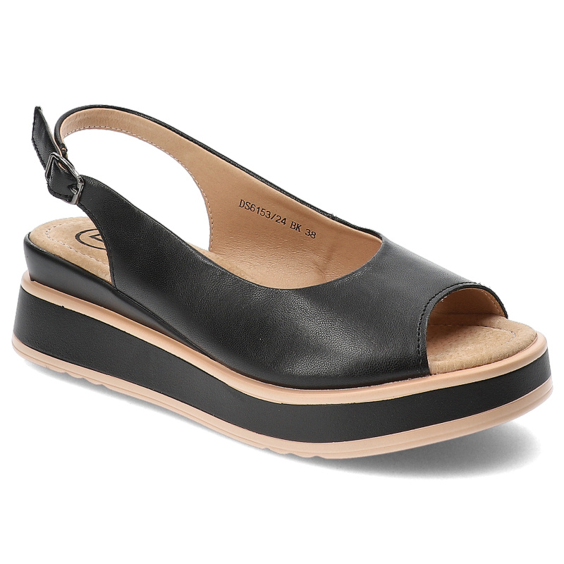 Czarne Sandały Filippo Stylowe Obuwie Damskie Na Koturnie