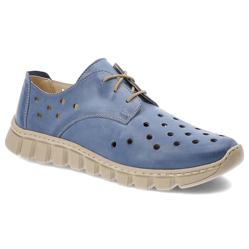 Niebieskie Półbuty Wasak Damskie Wygodne Obuwie