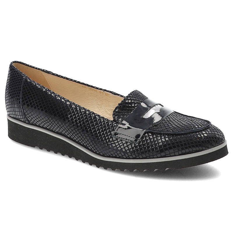 Mokasyny damskie Gamis, skóra naturalna i na płaskiej podeszwie, granatowe, 2012