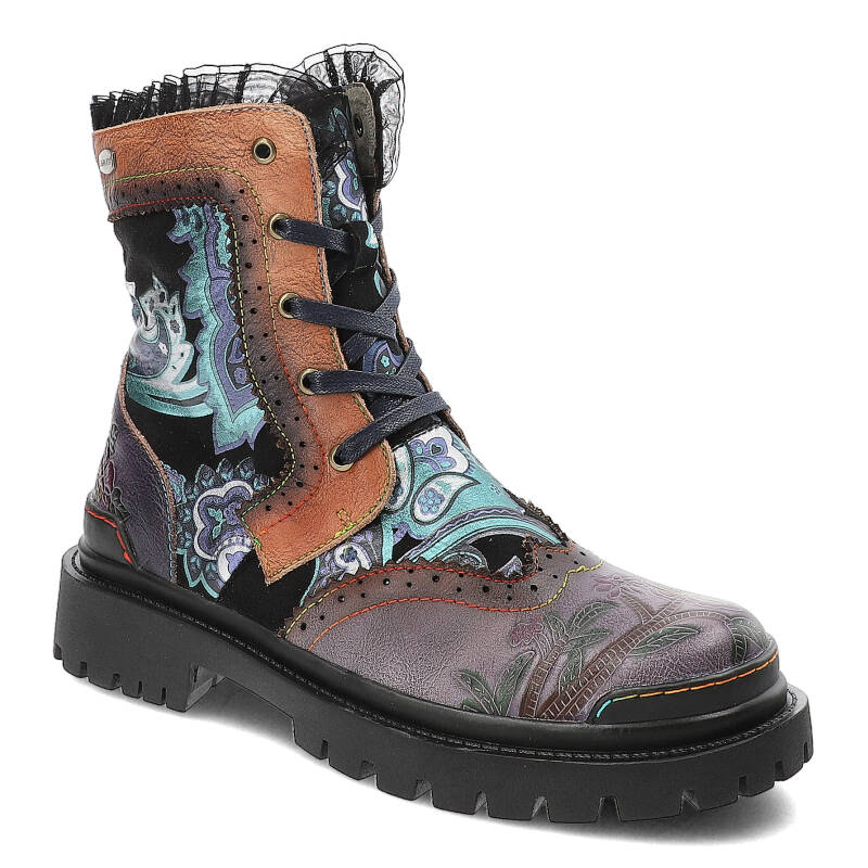 Fioletowe Botki Laura Vita Eleganckie Buty Damskie