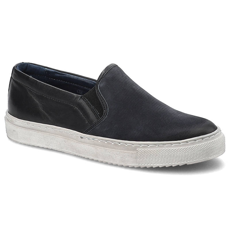 Tenisówki damskie Carinii, wsuwane i na płaskiej podeszwie, granatowe, B3599_-I28-D-PSK-B67