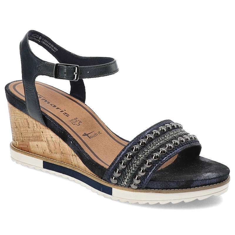Granatowe Sandały Tamaris Wygodne Buty Na Koturnie