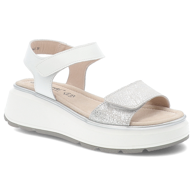 Srebrne Sandały S.Barski Modne Obuwie Damskie Na Platformie