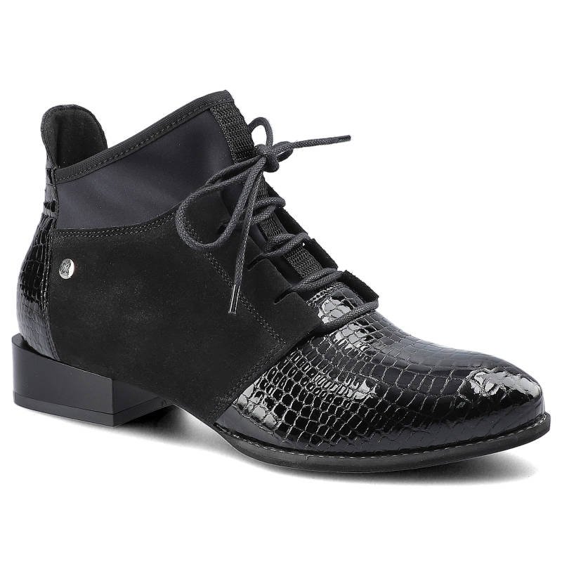 Czarne Trzewiki Maciejka Damskie Wygodne Botki