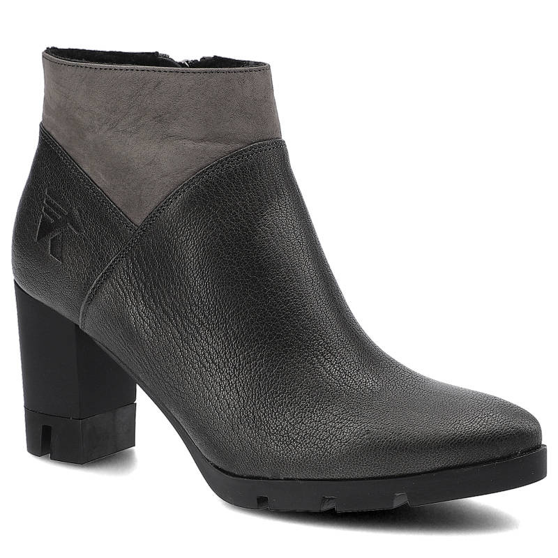 Botki damskie Karino, eleganckie i na stabilnym klocku, szare, 1441-002-F