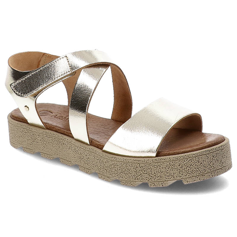 Złote Sandały Armodo Wygodne Skórzane Buty