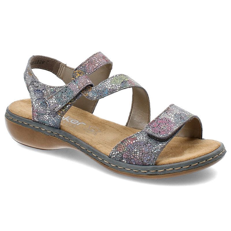 Szare Sandały Rieker Stylowe Obuwie Damskie