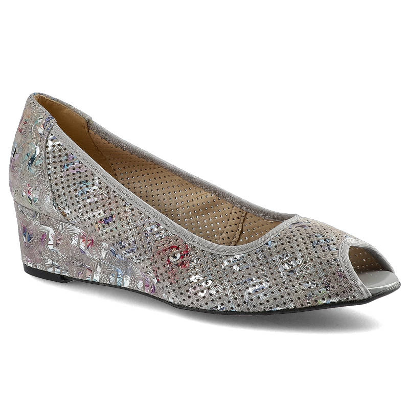 Czółenka damskie Gamis, skóra naturalna z otwartymi palcami, różowe, 3369