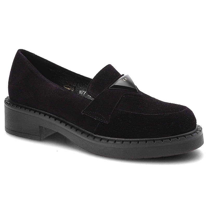 Mokasyny damskie Lamanti, naturalna skóra zamszowa skórzana wkładka i wnętrze wsuwana konstrukcja, ciemnofioletowe, 877