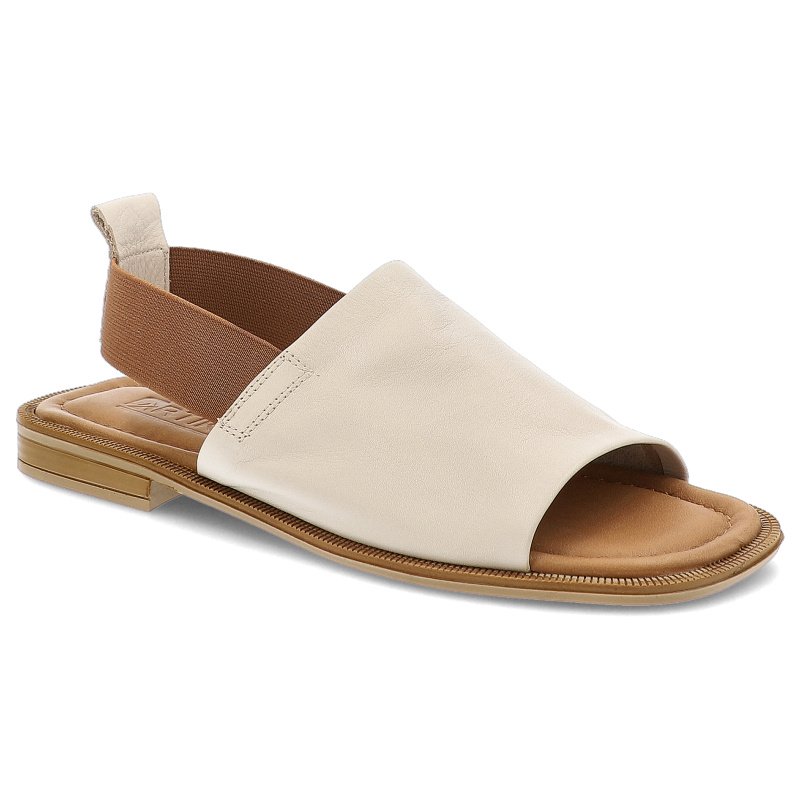 Sandały damskie Artiker, na płaskim obcasie ze skóry naturalnej z gumką z odkrytą piętą, beżowe, 54C0857