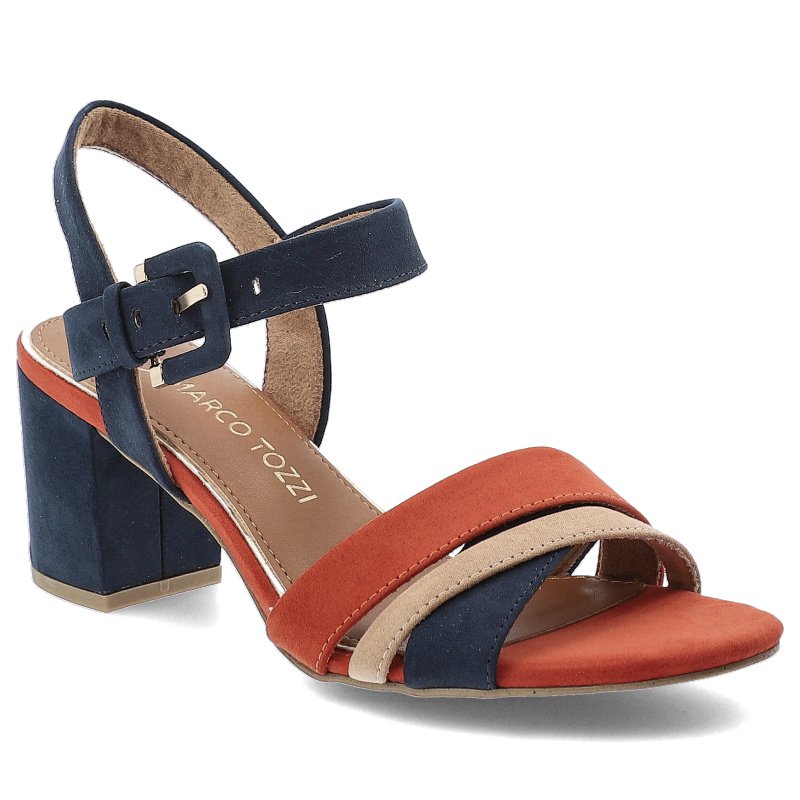 Granatowe Sandały Marco Tozzi Eleganckie Obuwie Damskie