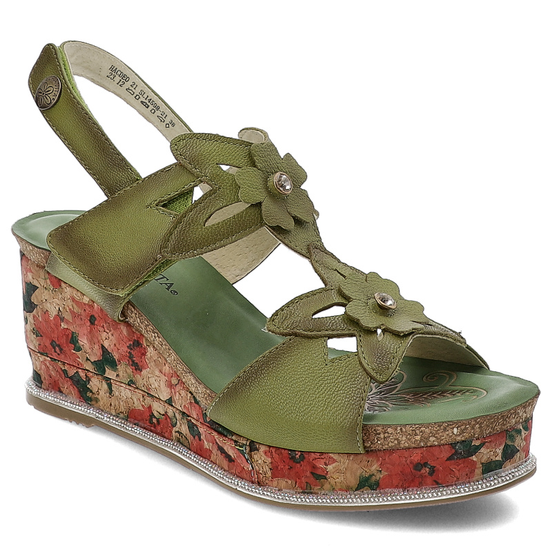 Zielone Sandały Laura Vita Eleganckie Obuwie Damskie