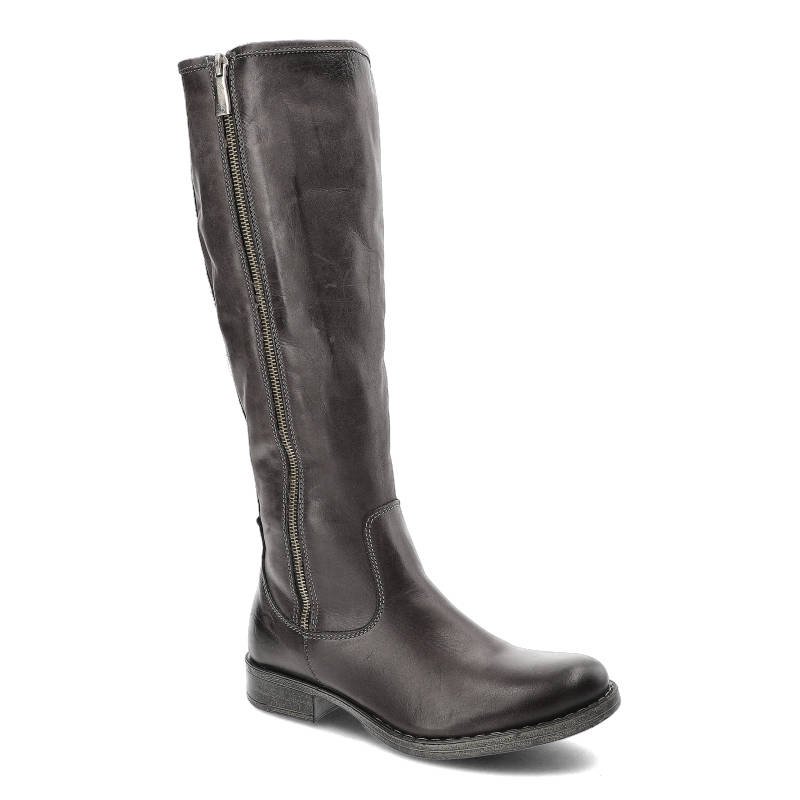 Kozaki damskie Carinii, ocieplane na płaskiej podeszwie, szare, B1899_-157-057-000-852