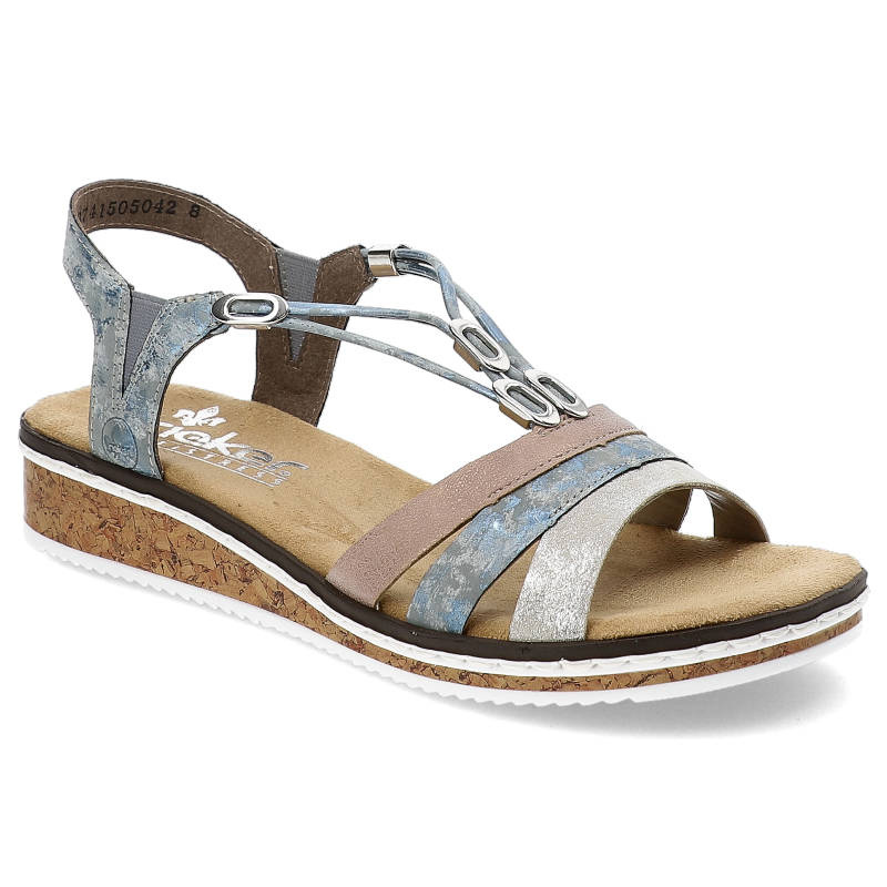 Niebieskie Sandały Rieker Damskie Wygodne Obuwie