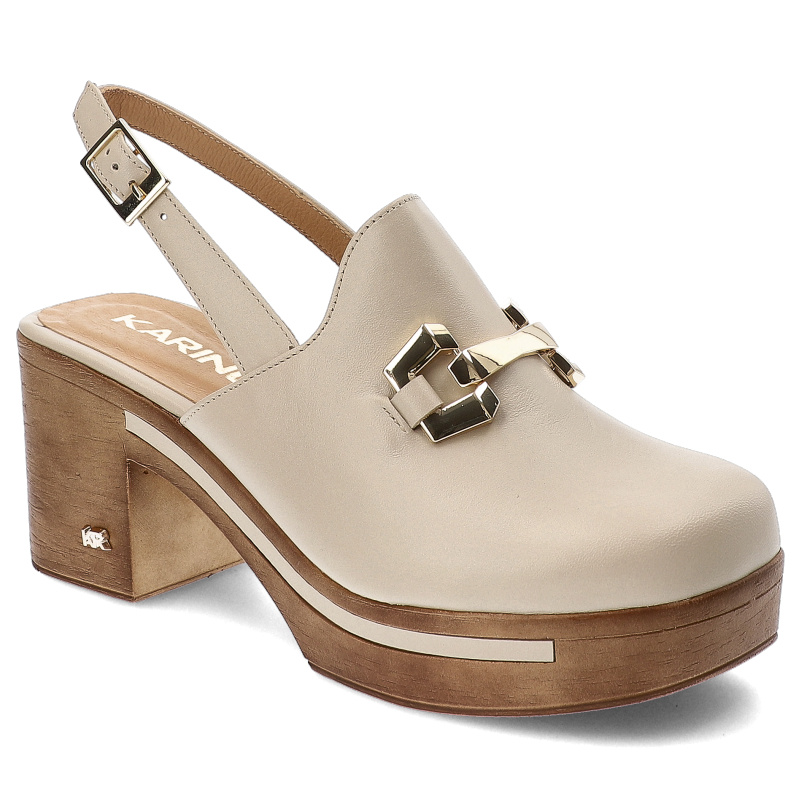 Beżowe Sandały Karino Stylowe Chodaki Damskie