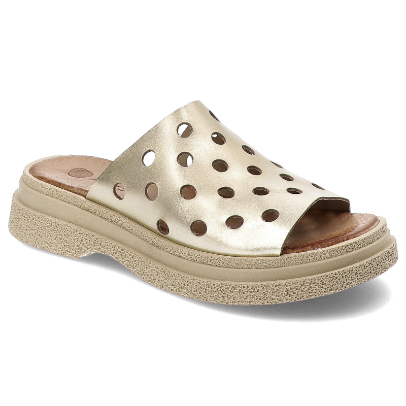 Złote Klapki Armodo Wygodne Obuwie Damskie