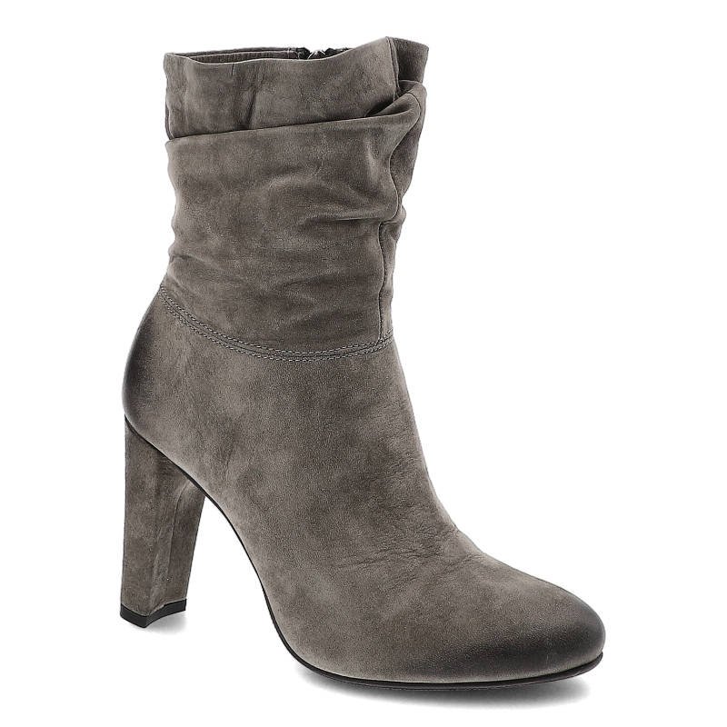 Botki damskie Carinii, eleganckie i skórzane, szare, B3079_-G65-000-POL-B30