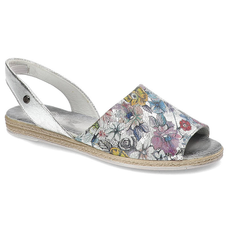 Sandały damskie Lemar, wsuwane na płaskiej podeszwie, srebrne, 40062