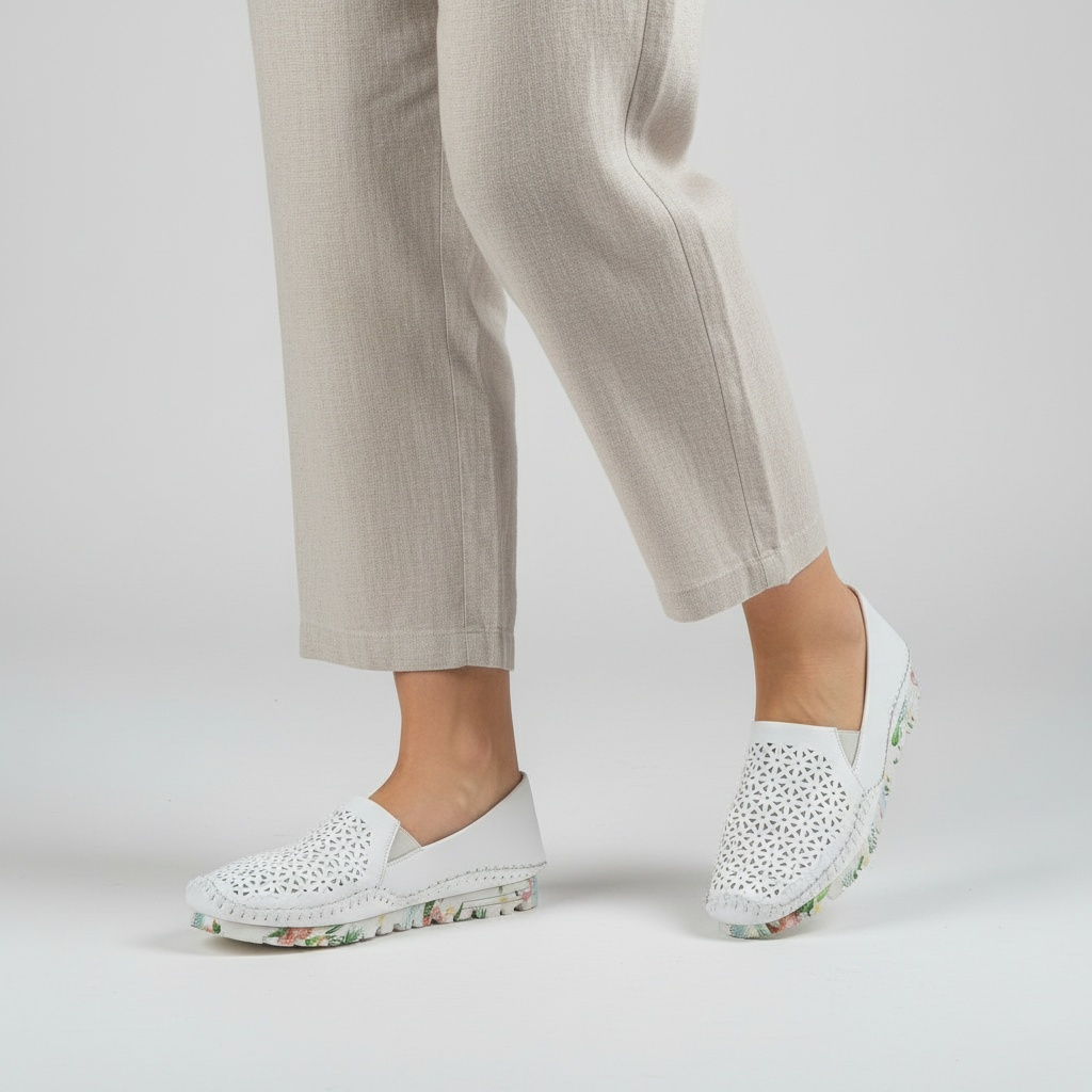 Białe Półbuty Artiker Wygodne Ażurowe Obuwie Damskie