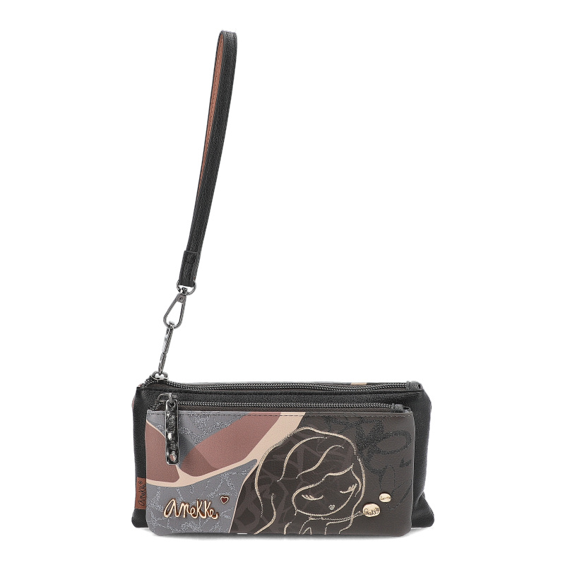 Brązowy Portfel Anekke Modna Saszetka Damska