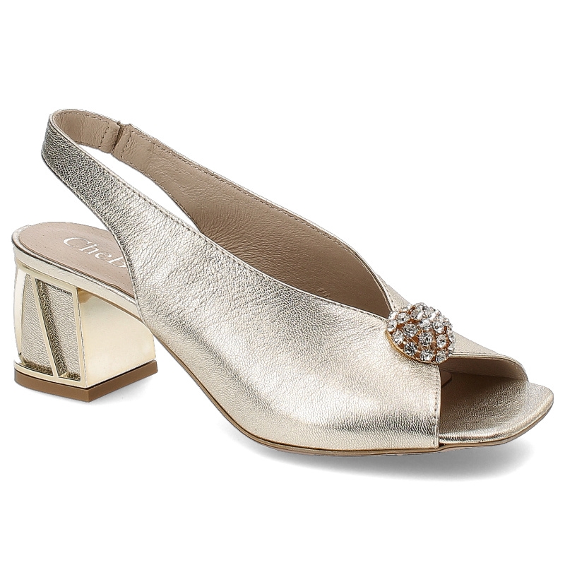 Złote Sandały Chebello Eleganckie Obuwie Damskie