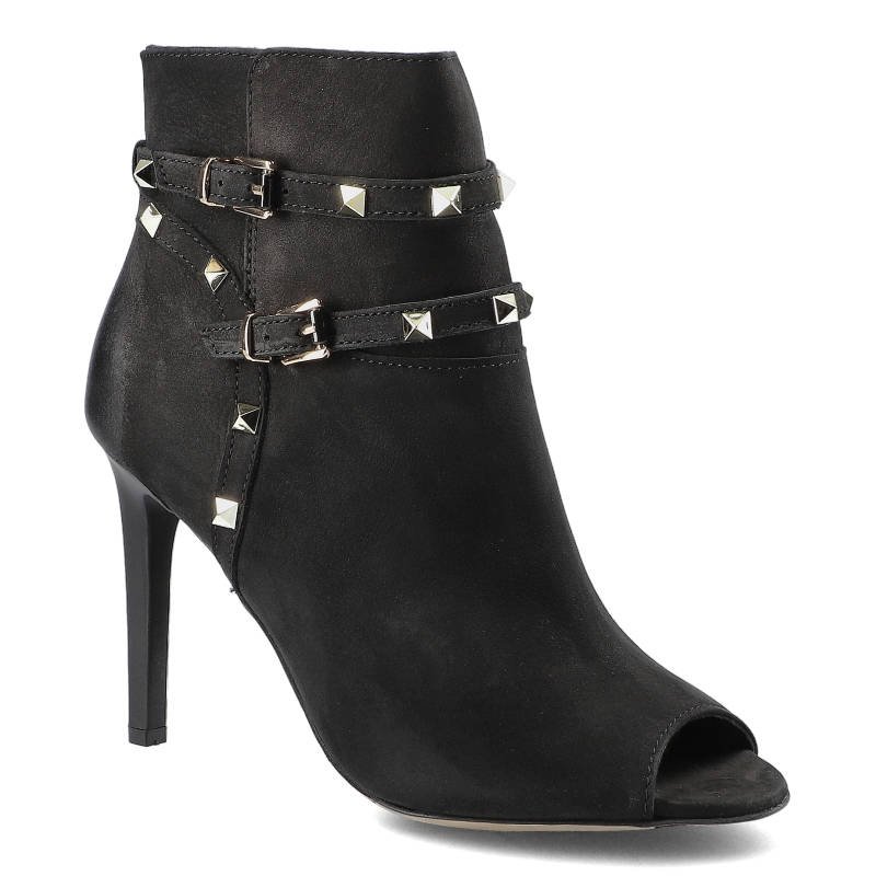 Botki damskie Carinii, eleganckie i skórzane, czarne, B3857_-360-000-000-B16