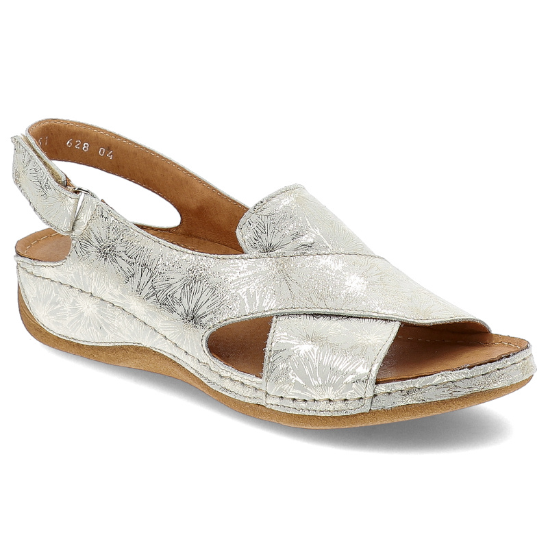 Srebrne Sandały Pollonus Eleganckie Obuwie Damskie