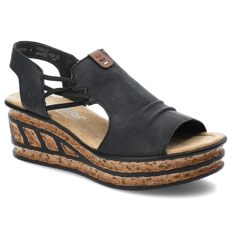 Granatowe Sandały Rieker Modne Obuwie Damskie