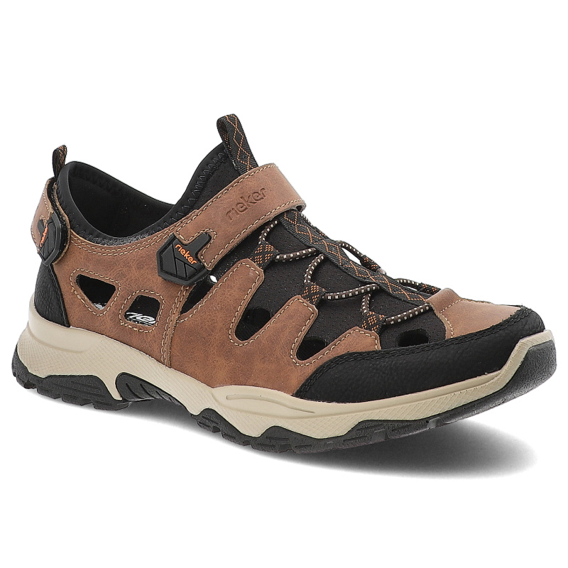 Brązowe Sandały Rieker Eleganckie Obuwie Męskie