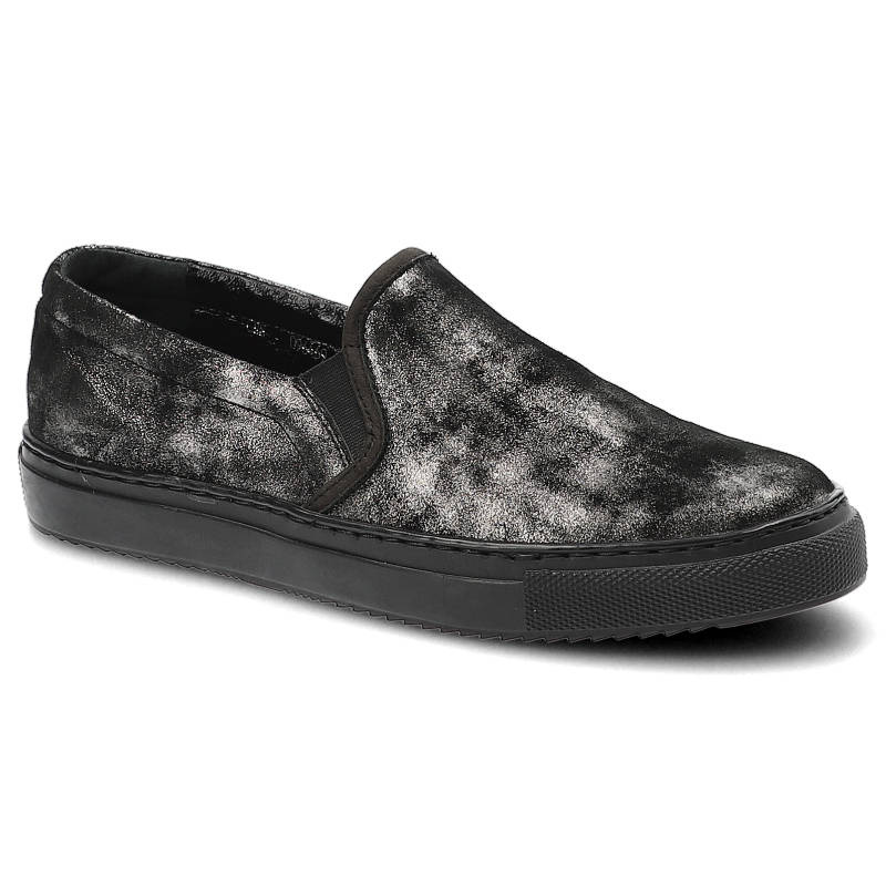 Tenisówki damskie Carinii, wsuwane i na płaskiej podeszwie, szare, B3599_-I23-360-PSK-B67