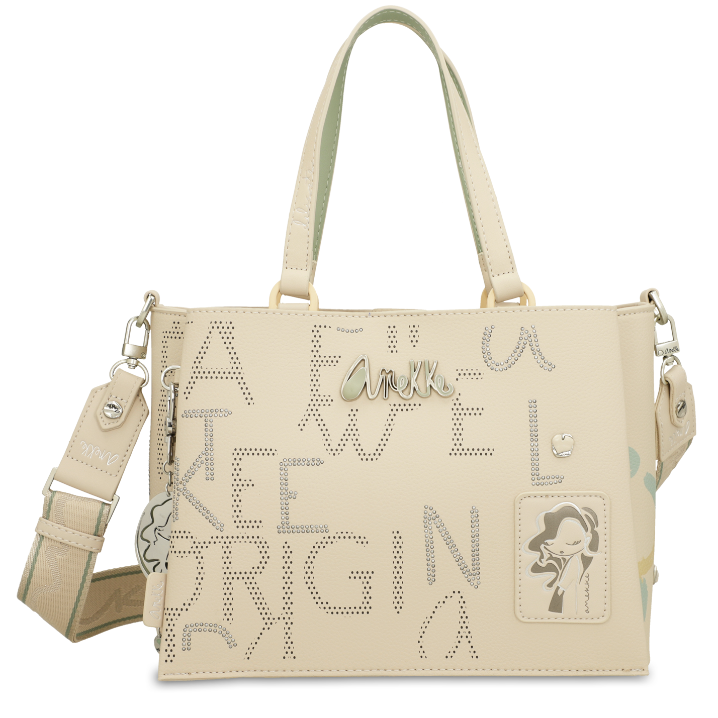 Beżowy Kuferek Anekke Stylowa Torebka Damska