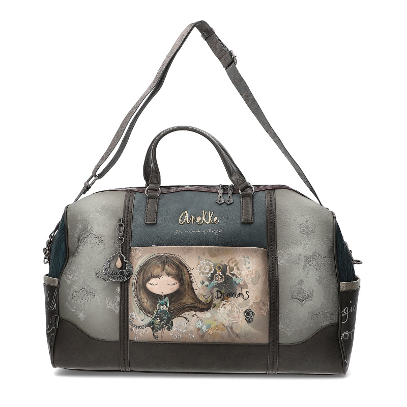 Torba podróżna Anekke, duża z ozdobną gariką z 1 komorą zamykana na zamek na ramię i z rączką, brązowa, 41708-423