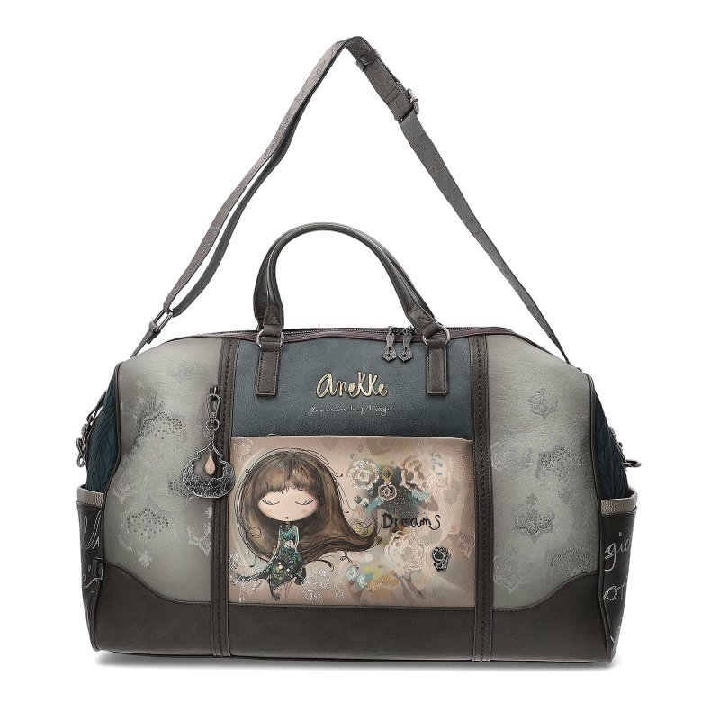 Torba podróżna Anekke, duża z ozdobną gariką z 1 komorą zamykana na zamek na ramię i z rączką, brązowa, 41708-423