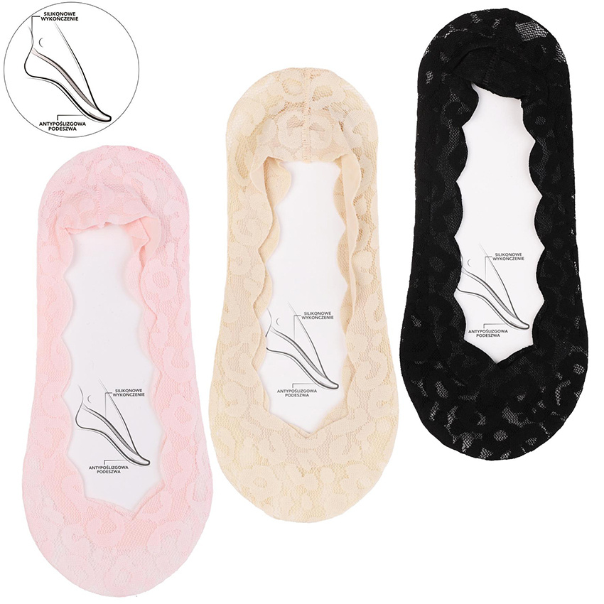 Kolorowe Koronkowe Damskie Baleriny Moraj Mix Kolor 3 Pary