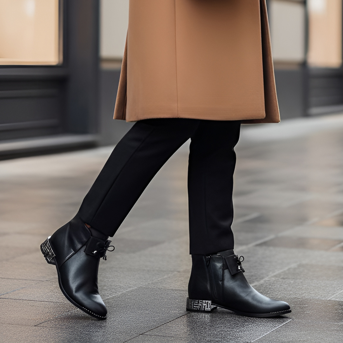 Botki damskie Armodo, ocieplane futerkiem zapinane na suwak i na płaskim obcasie, czarne, 1396