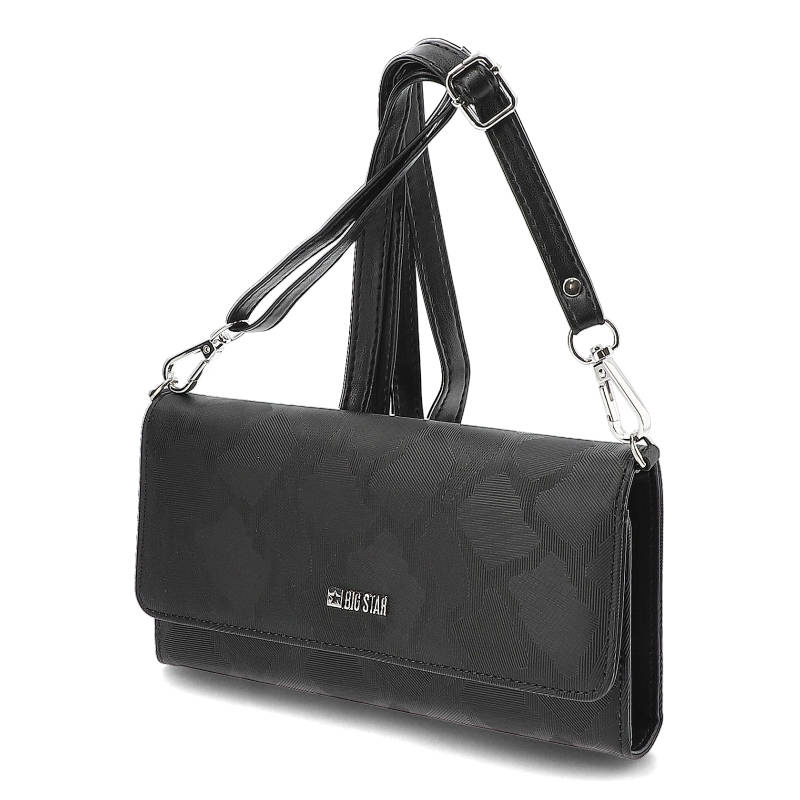 Portfel damski Big Star, zamykana klapą regulowany pasek na ramię kompaktowy rozmiar, czarny, KK674027