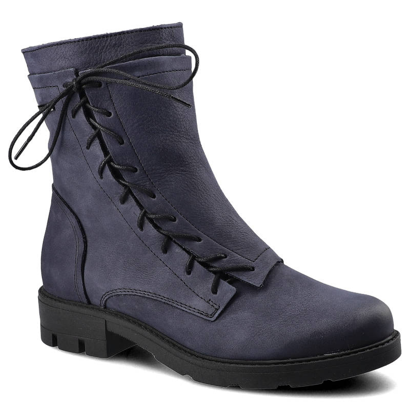 Botki damskie Pollonus, ze skóry nubukowej i ocieplane filcem, granatowe Samuel, 5-0876-020