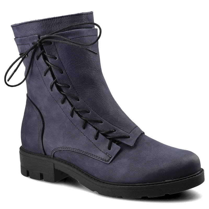 Botki damskie Pollonus, ze skóry nubukowej i ocieplane filcem, granatowe Samuel, 5-0876-020