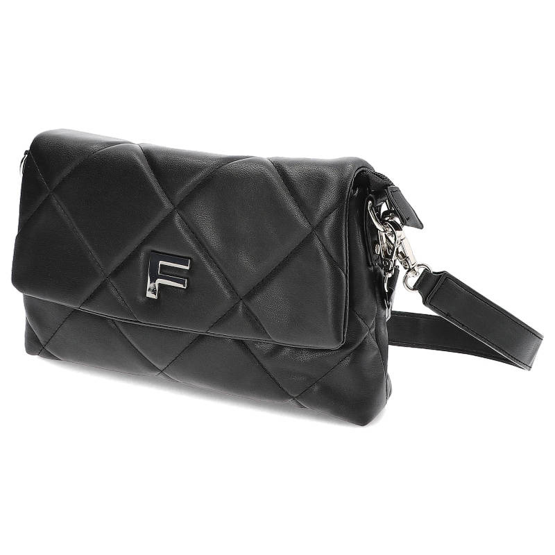 Torebka damska Filippo, pikowana z kopertowa z klapką i odpinanym paskiem, czarna, TD0342/22 BK