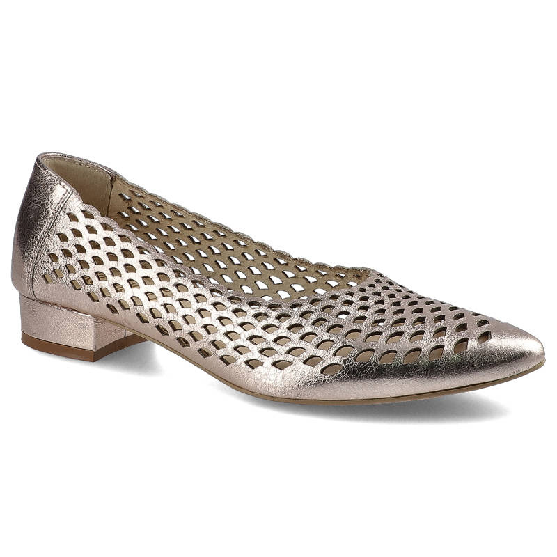 Baleriny damskie Exquisite, eleganckie ze skóry naturalnej, różowe, 1107-2