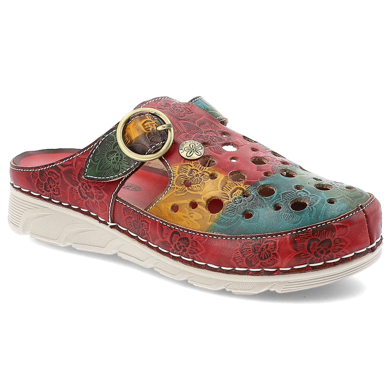 Czerwone Klapki Laura Vita Wygodne Obuwie Damskie