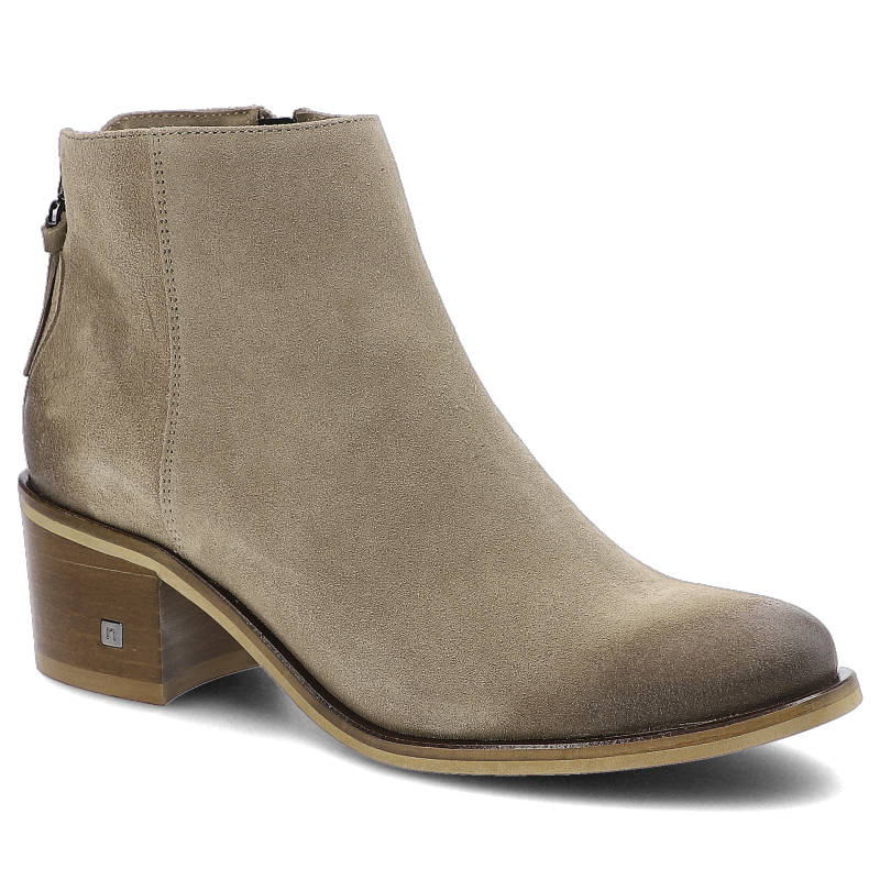 Botki damskie Nessi, zamszowa cholewka o gładkiej strukturze klasyczny krój z zamkiemstabilny obcas, beżowe, 18447-W1