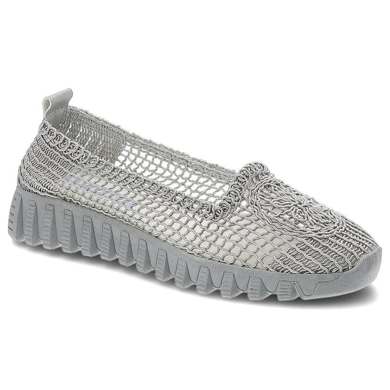 Półbuty damskie New Performance, elastyczna ażurowa cholewka z tekstylnej plecionki wsuwana konstrukcja dopasowująca się do stopy, szary, 110
