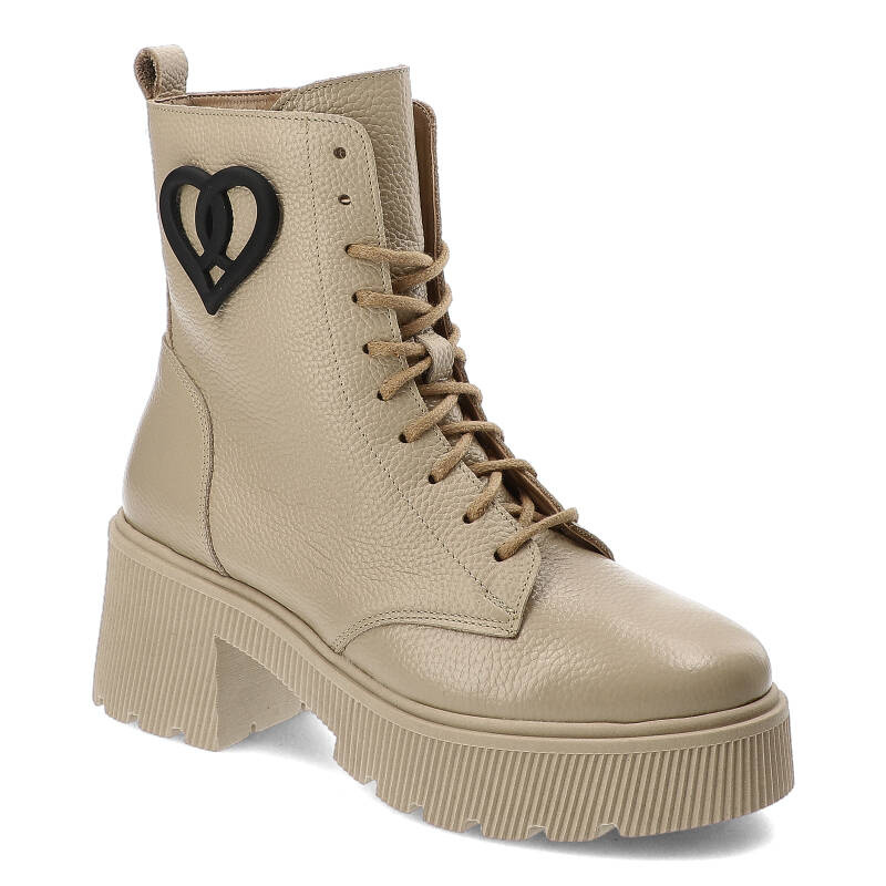 Beżowe Botki Armodo Ocieplane Buty Damskie