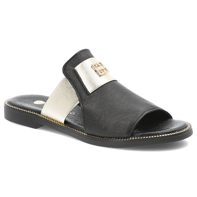 Czarne Klapki Armodo Eleganckie Obuwie Damskie