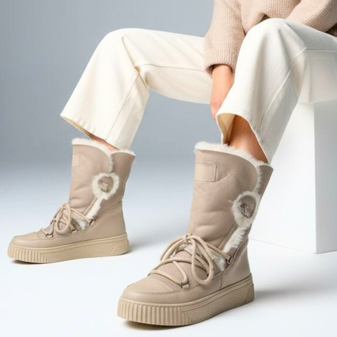 Beżowe Śniegowce Armodo Ocieplane Obuwie Damskie