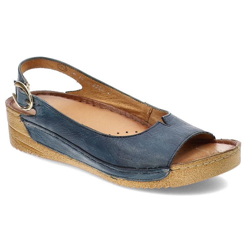 Sandały damskie Maciejka, otwarte palce i pięta wykonanie skóra naturalna zapinane na sprzączkę, jeansowe, 01974-17-00-5