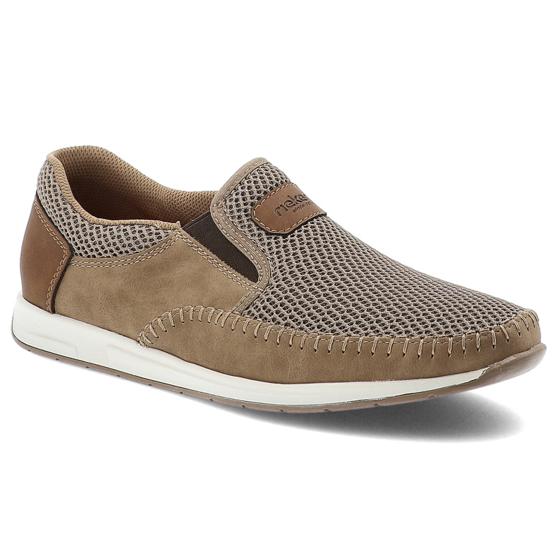 Beżowe Półbuty Rieker Eleganckie Obuwie Męskie