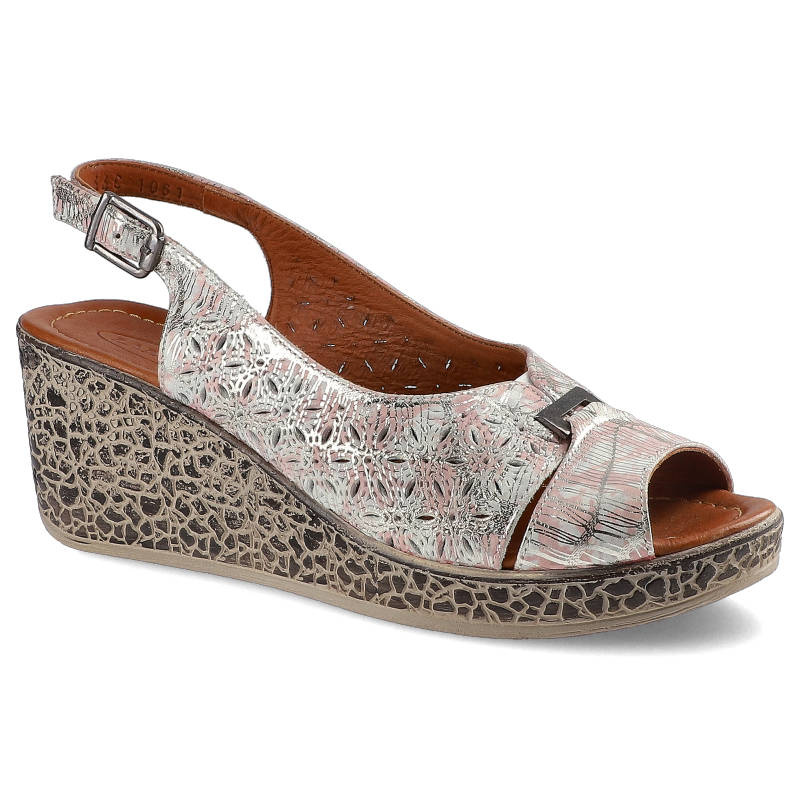 Sandały damskie Lanqier, na koturnie i z otwartymi palcami, wielokolorowe, 44C1061